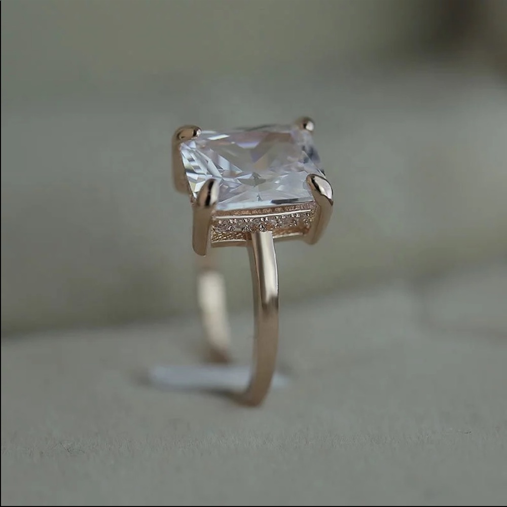 New Women’s Rose Gold Diamond Square Cut Ring - Picture 5 of 5